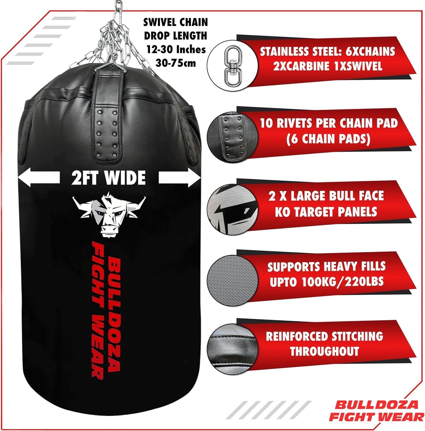 XXL Jumbo Punching Bag 3.5FT Heavy Duty Self Fill MMA Training
