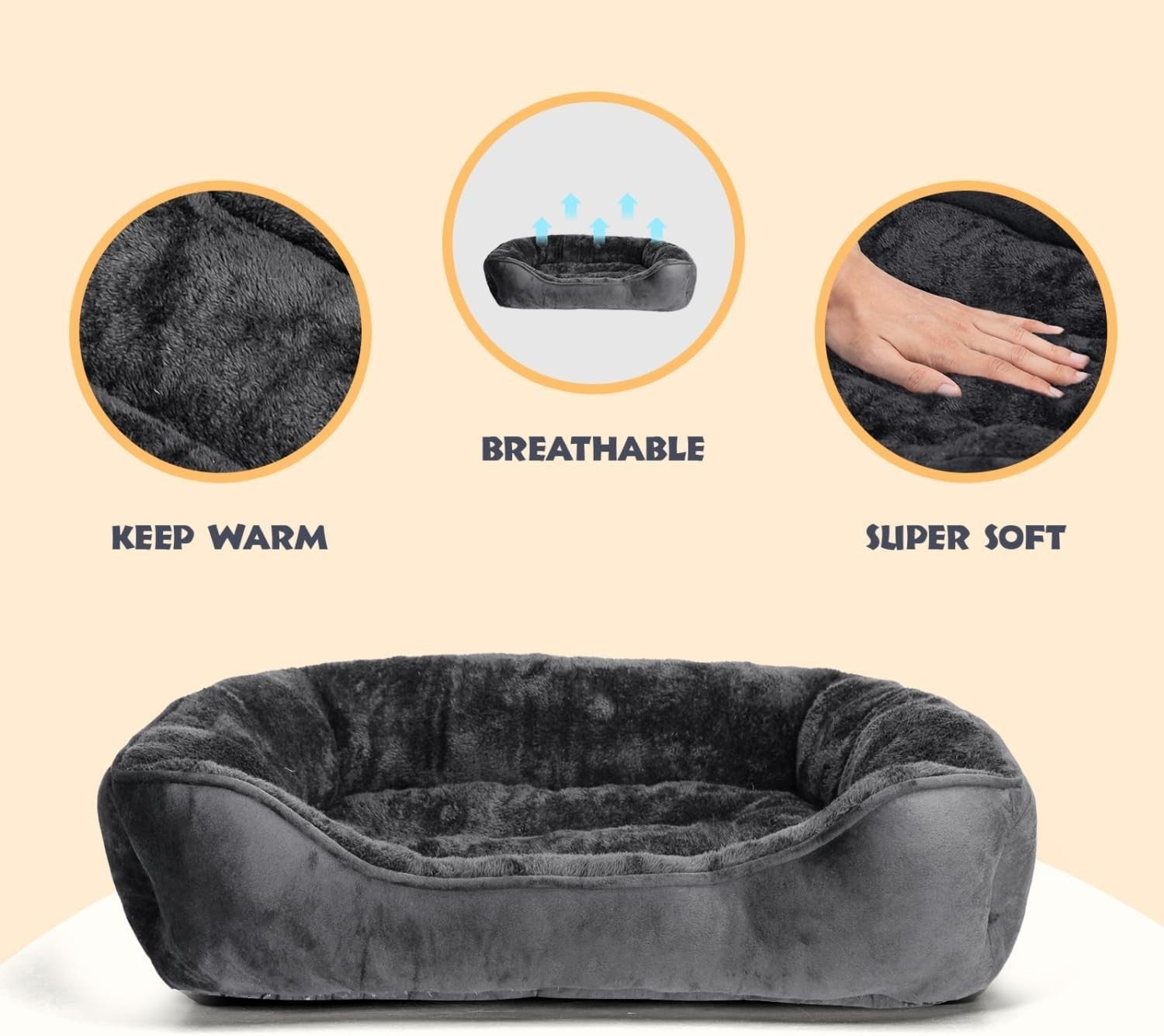 Extra Large Dog Bed 87x77x20cm Plush Washable Non Slip