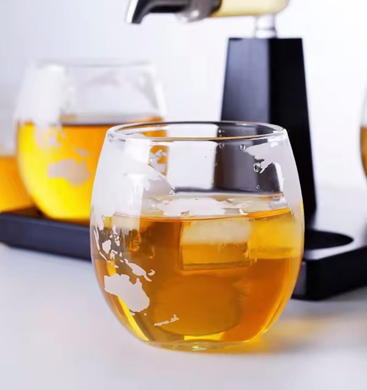 Whiskey Decanter Set 1000ml Crystal Decanter 4 Glasses Wooden Base Gift