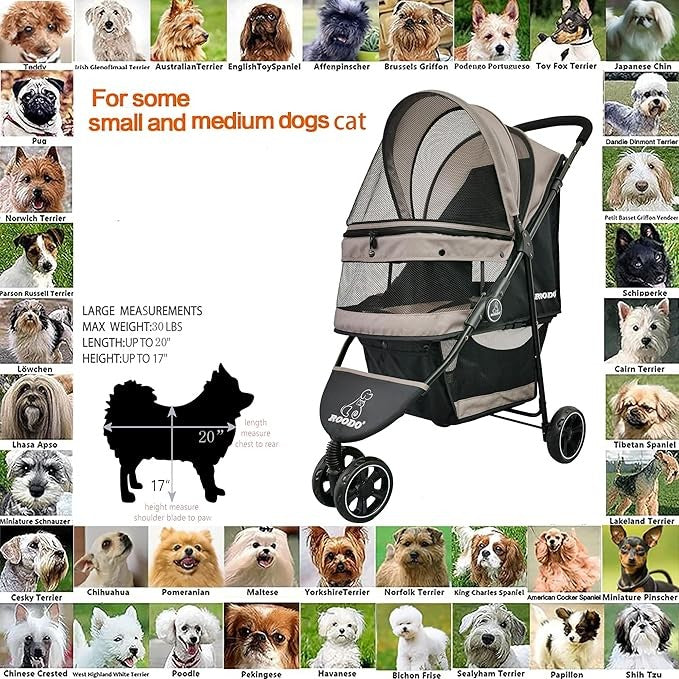3 Wheel Dog Stroller Jogger Pushchair Lightweight Foldable All Terrain Travel