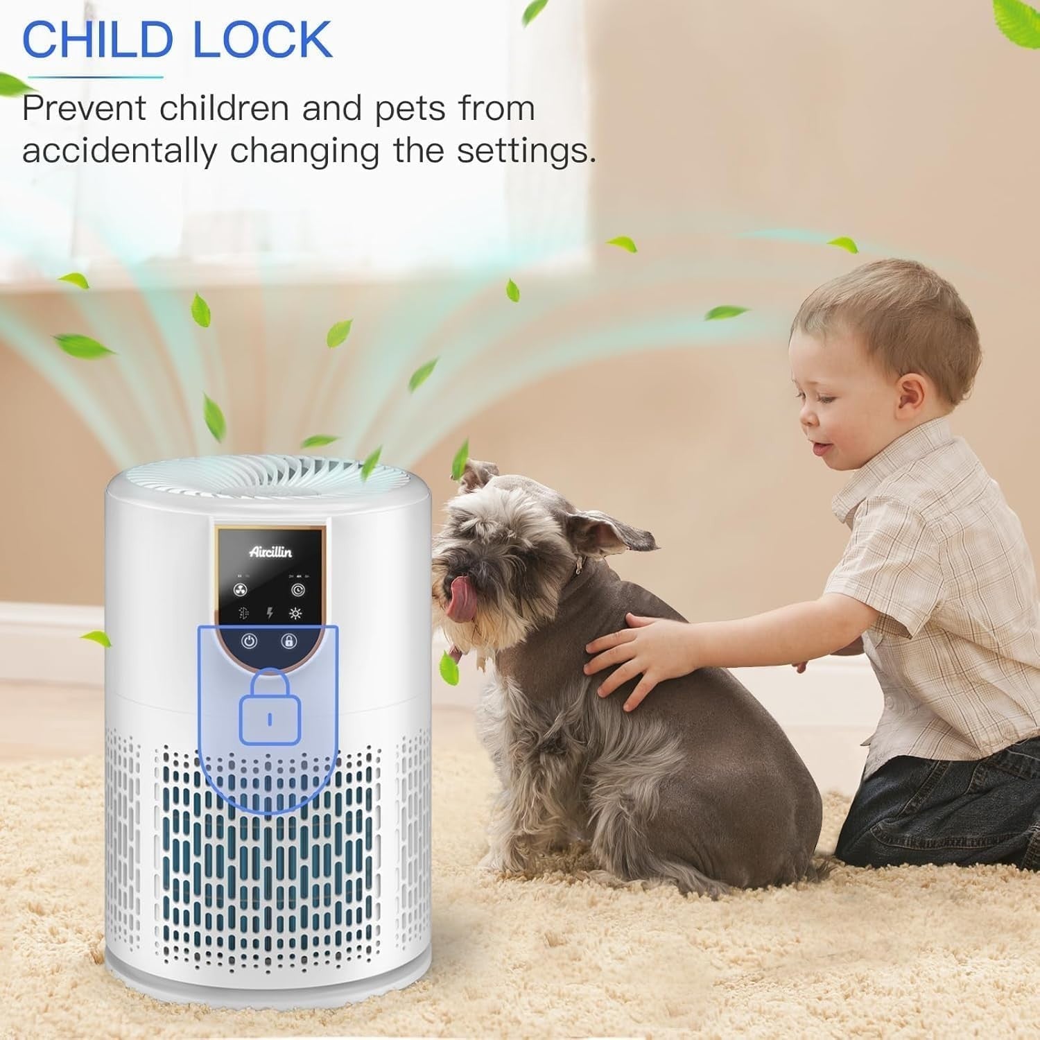 Bedroom Air Purifier H13 HEPA 5 Stage Quiet 25dB Pet Odor Smoke
