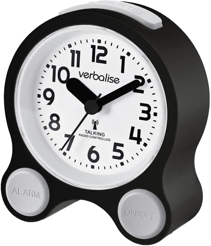 Talking Alarm Clock Large Numbers Voice Announce Time Snooze Gunmetal
