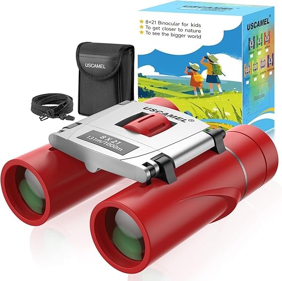 8x21 Waterproof Kids Compact Binoculars Mini Travel for Bird Watching Red