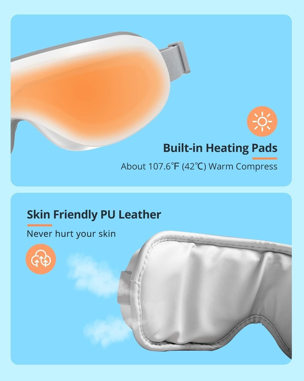 Heated Eye Massager Compression Vibration Bluetooth Sleep Aid