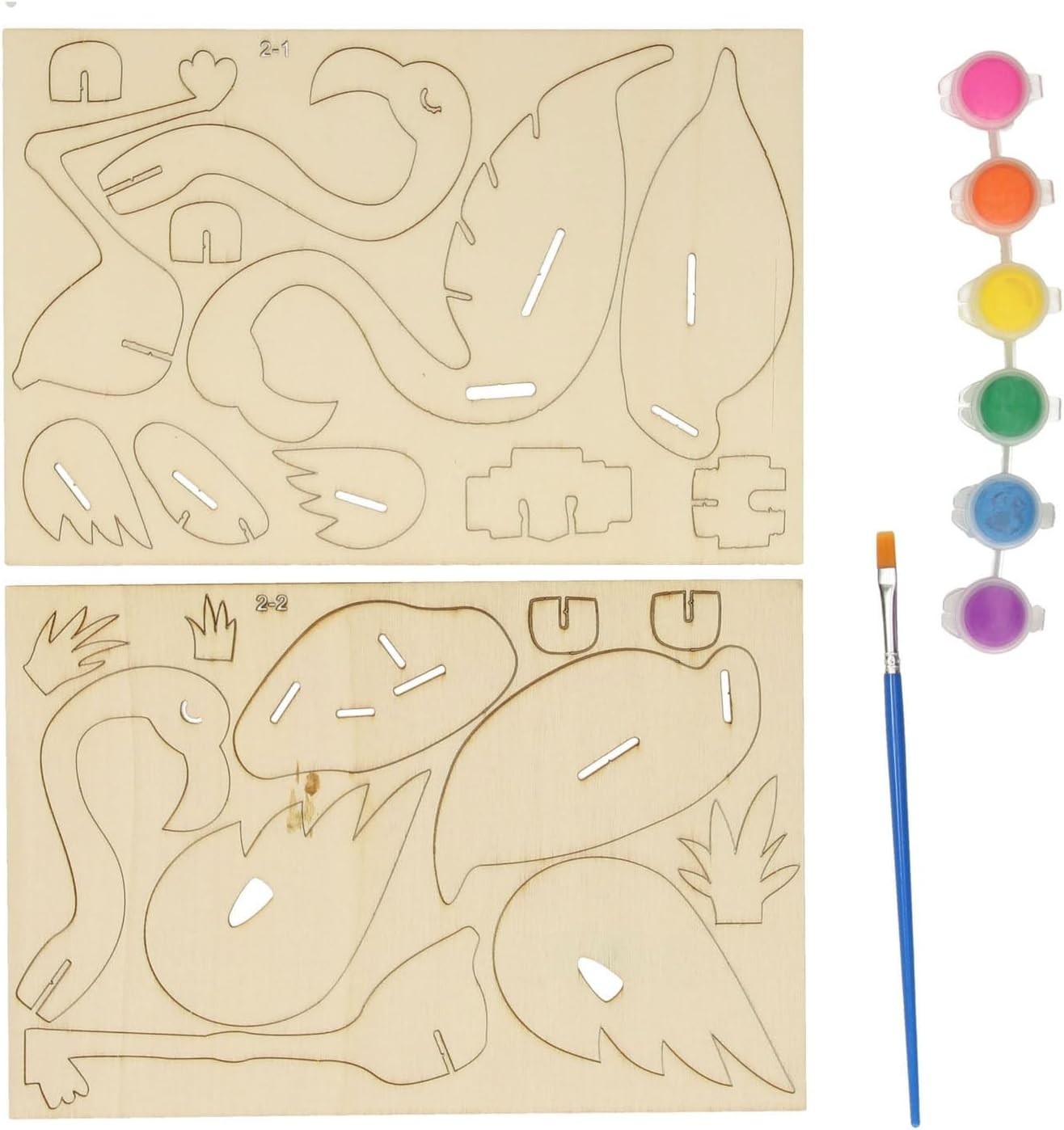 3D Wooden Animal Puzzle Kit for Kids, Paint & Build Craft Set, Educational