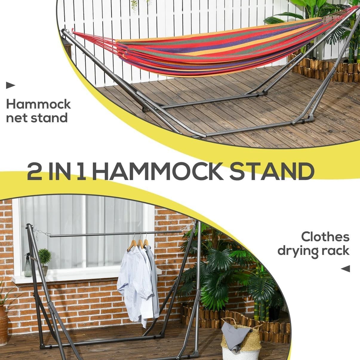 Multicolor Hammock with Foldable Stand | 1 Person 150kg Capacity | Portable 2.85