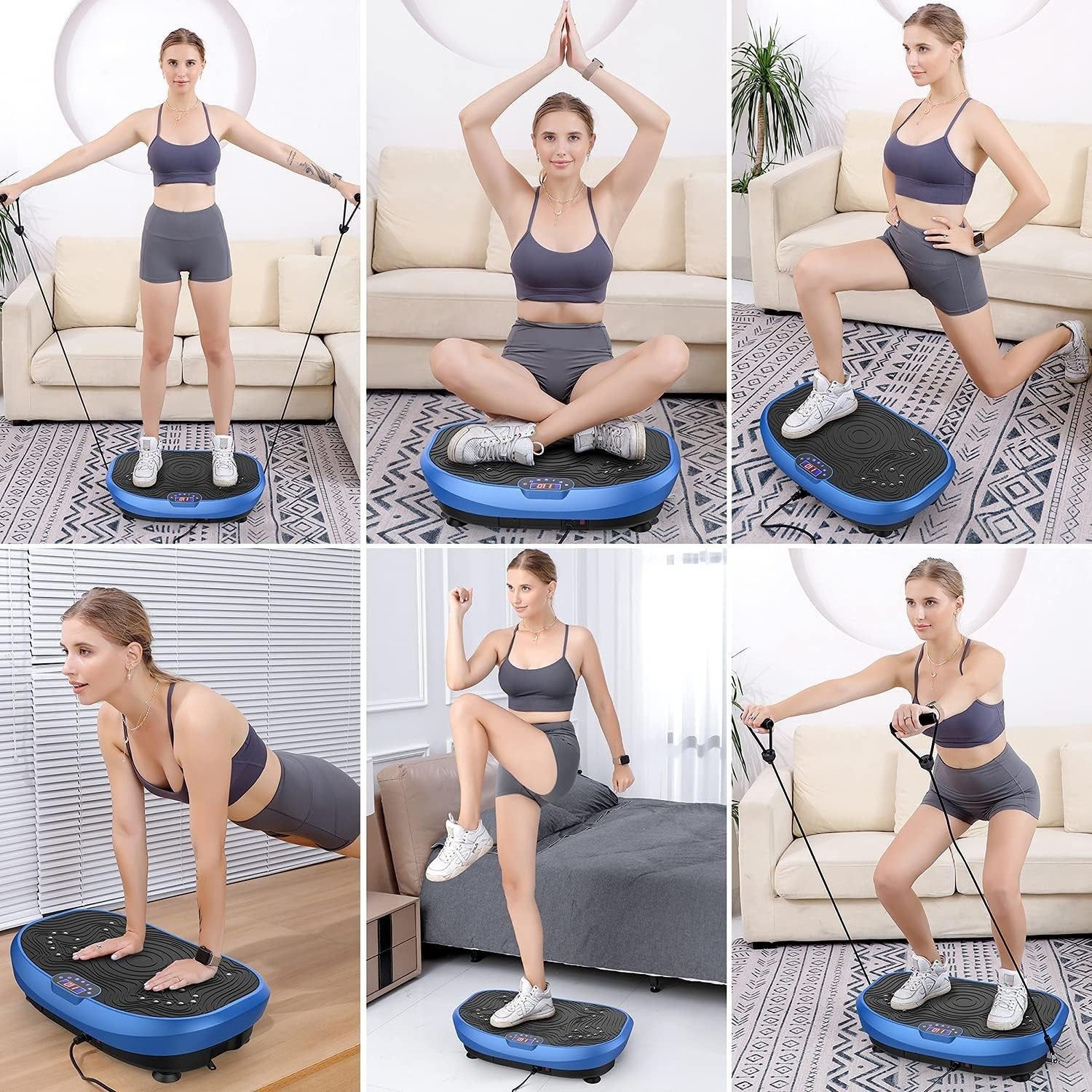Blue Vibration Plate Exercise Machine Whole Body Workout 120 Levels