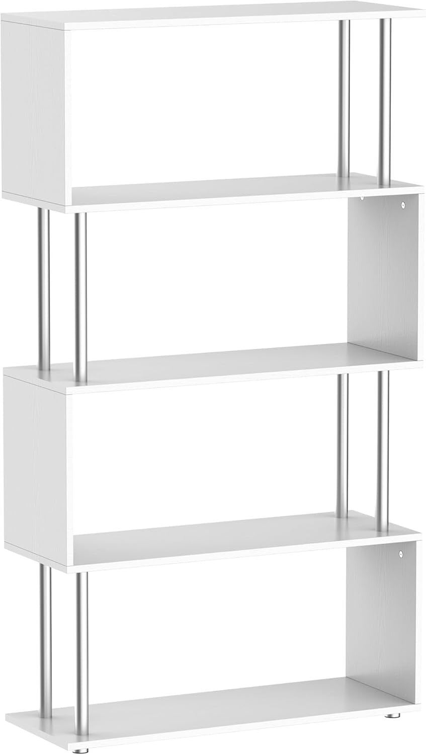 Modern S Shape 5 Tier Bookshelf Display Unit Storage Shelves for Living Room