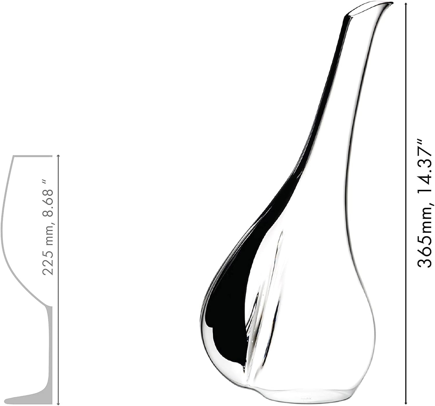 Elegant Crystal Wine Decanter 1.45L – Hand-Blown Black Tie Design Aerator
