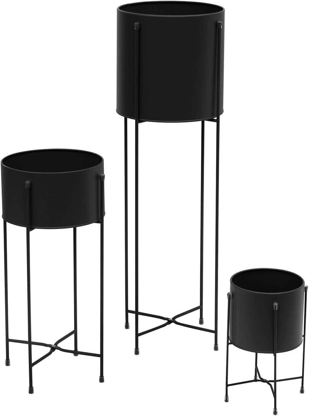 3PC Tall Black Metal Plant Stand Indoor Outdoor Modern Flower Pot Holder Set