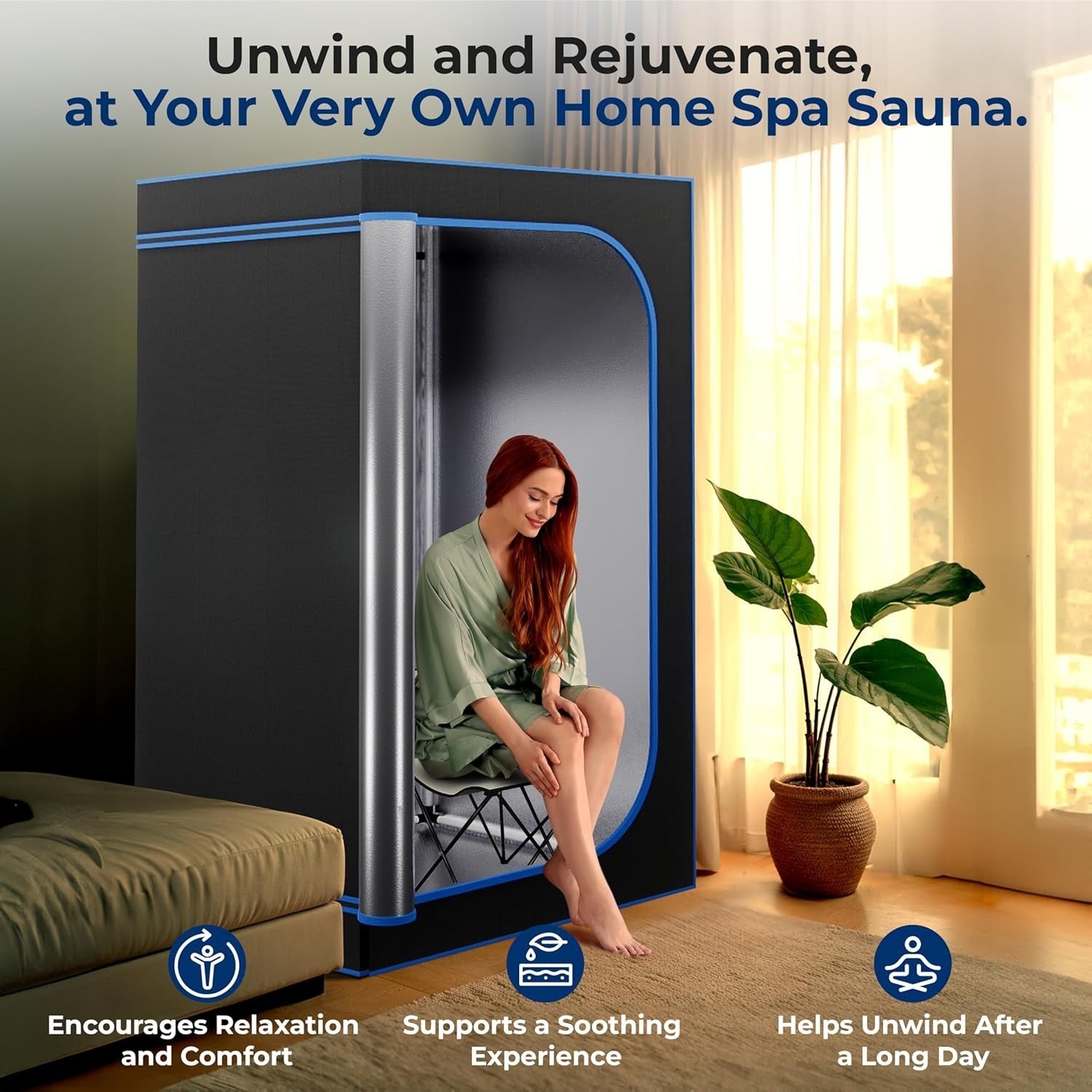 Portable Steam Sauna Tent – Infrared Home Sauna with Timer, Remote & Chair