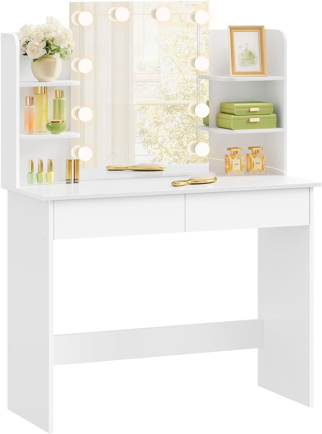 Smart Vanity Dressing Table Set Wireless Charging Bluetooth Speaker LED Mirror