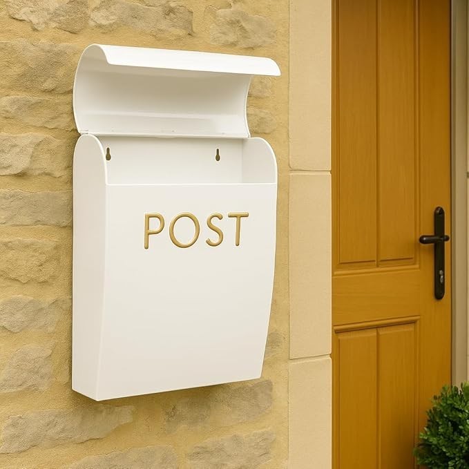 Wall Mounted White Post Box Weatherproof Secure Mailbox Outdoor Letter Holder