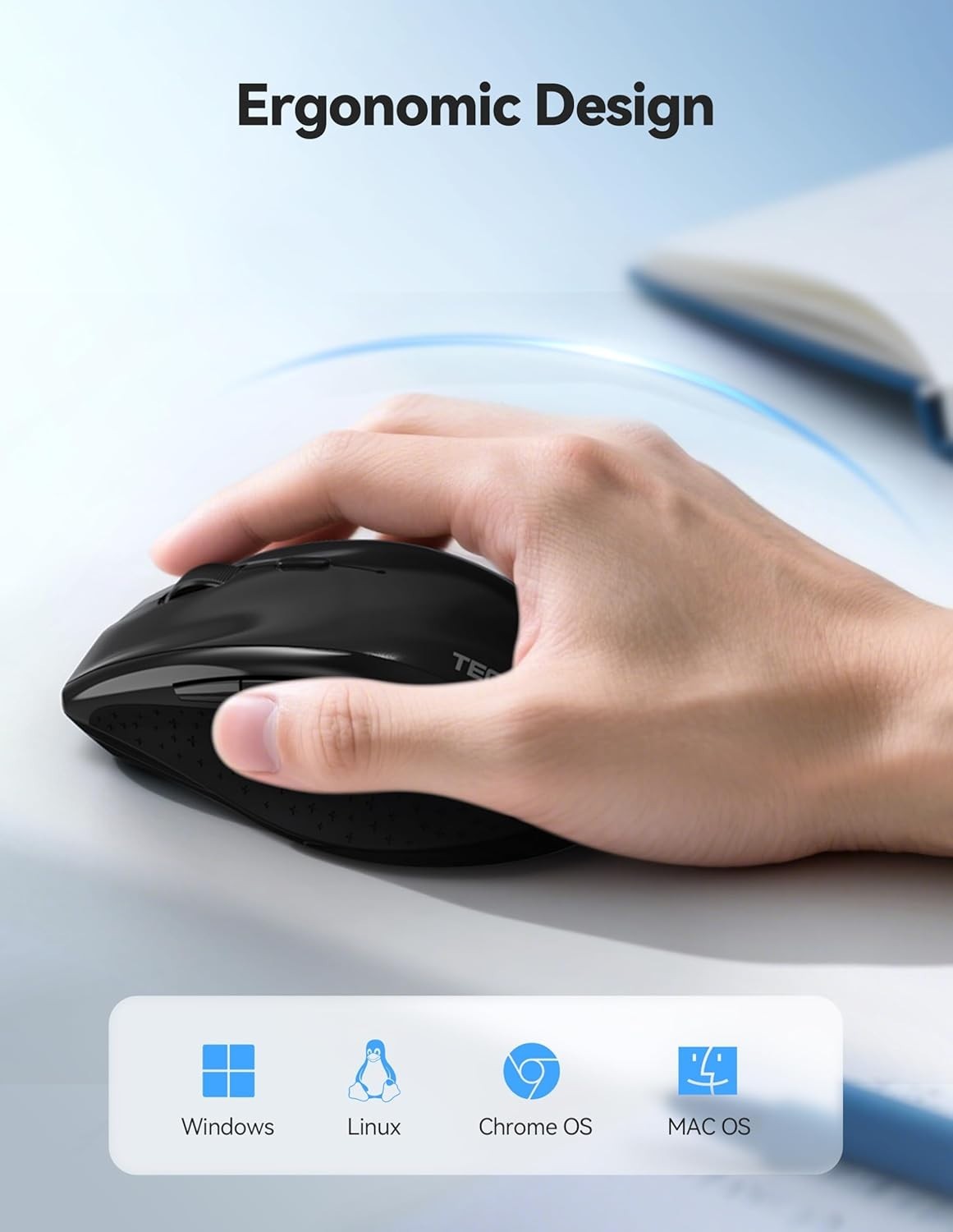 Rechargeable Wireless Mouse 6400 DPI Silent Ergonomic USB Laptop PC