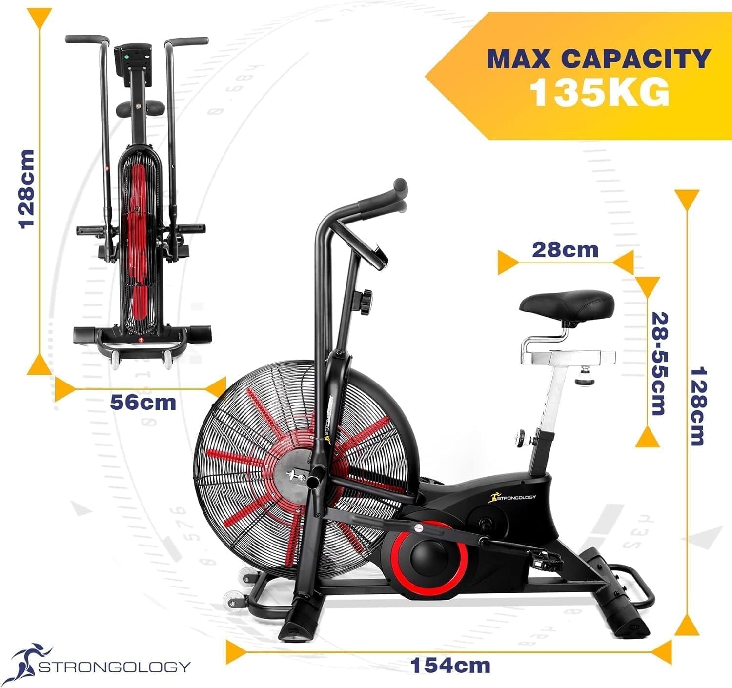 Titanium Air & Magnetic Assault Bike 15-Level Resistance Full Body Trainer LCD