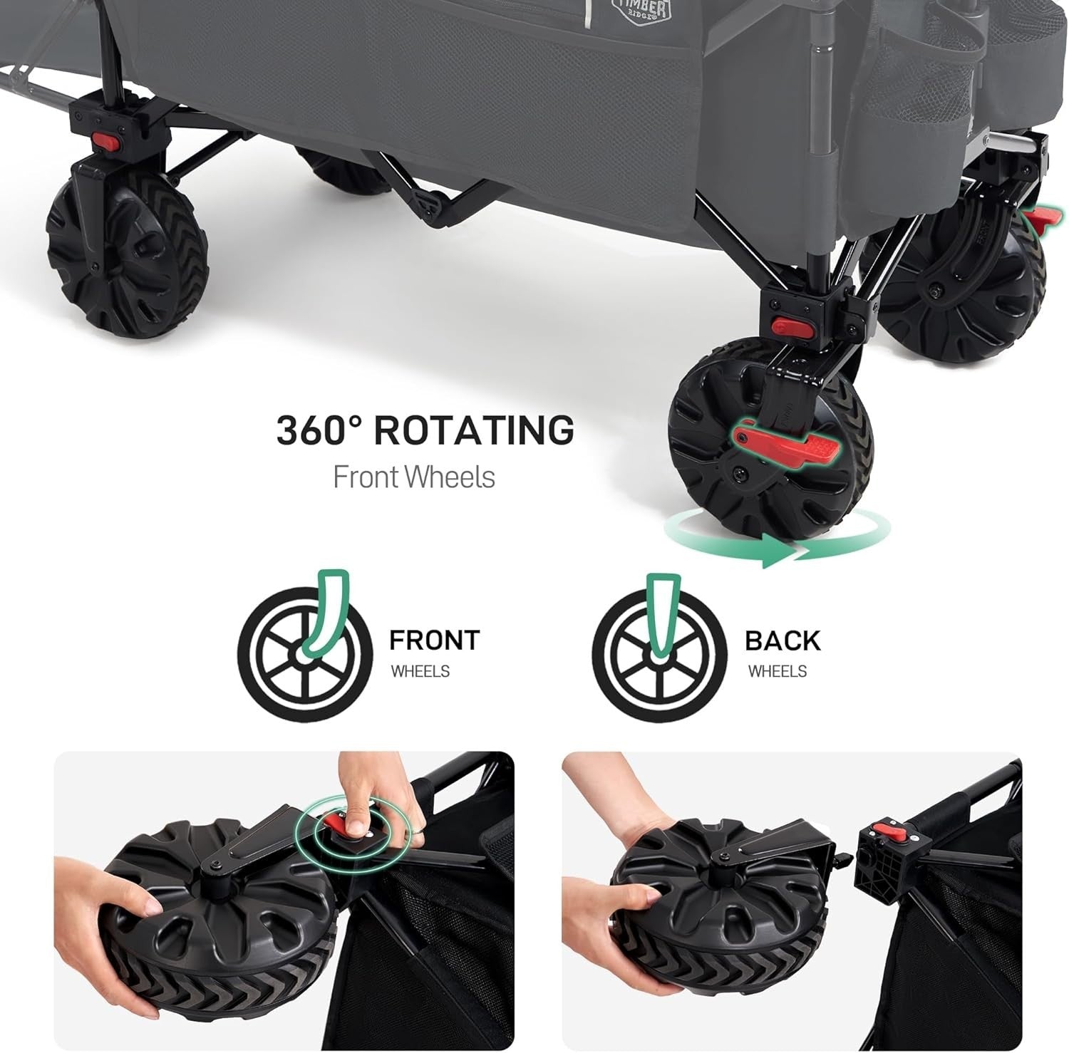 Black 300L Tailgate Folding Camping Wagon 135kg Heavy Duty Trolley with Brakes