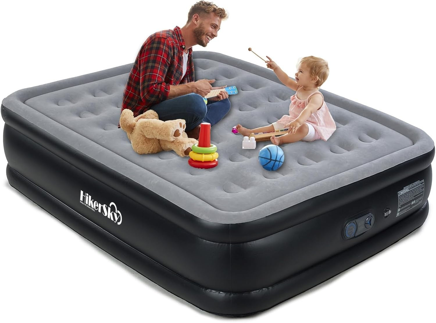 King Air Mattress Built-In Pump Plush Top Inflatable Bed Camping