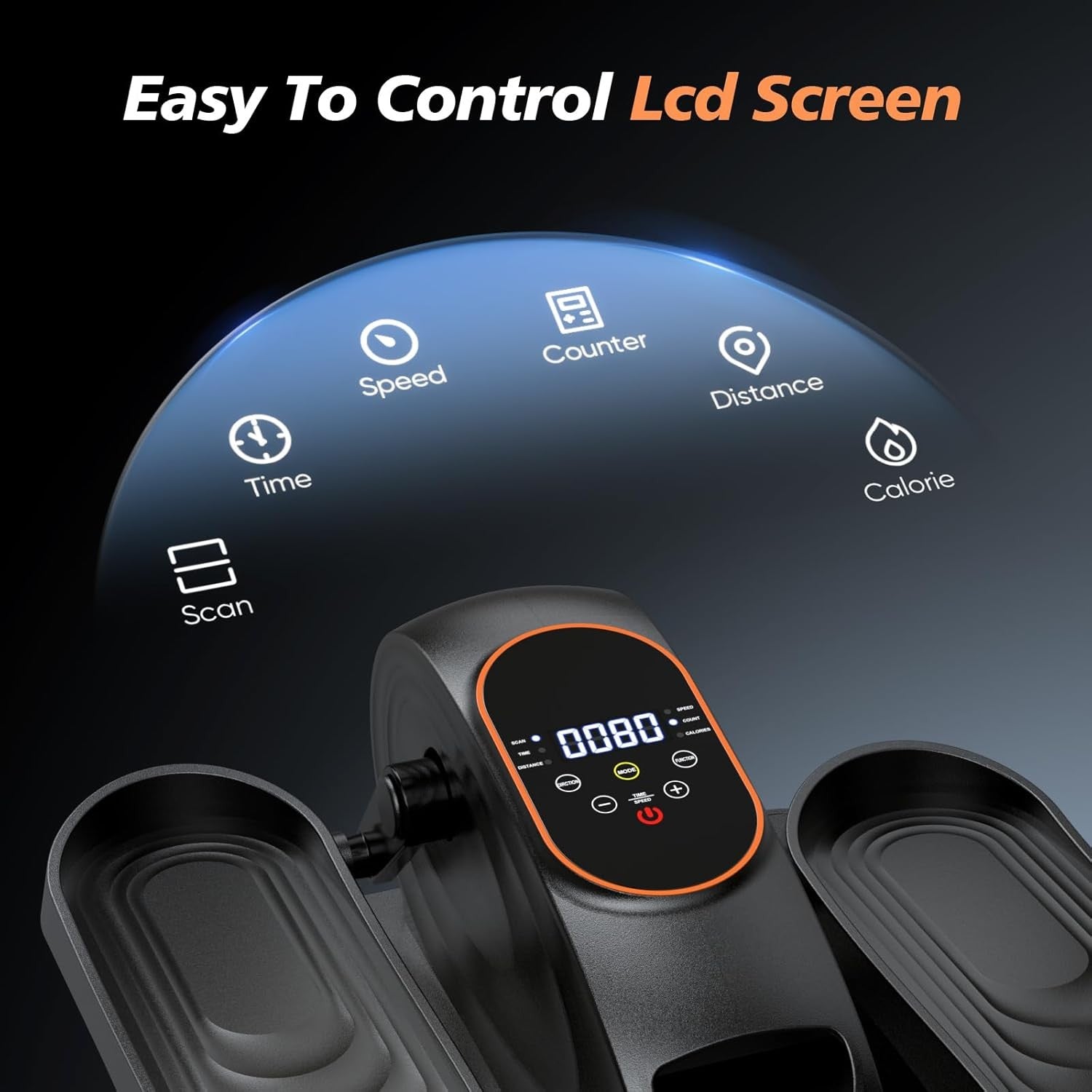 Electric Under Desk Elliptical Pedal Exerciser Quiet Remote 15 Speed Trainer