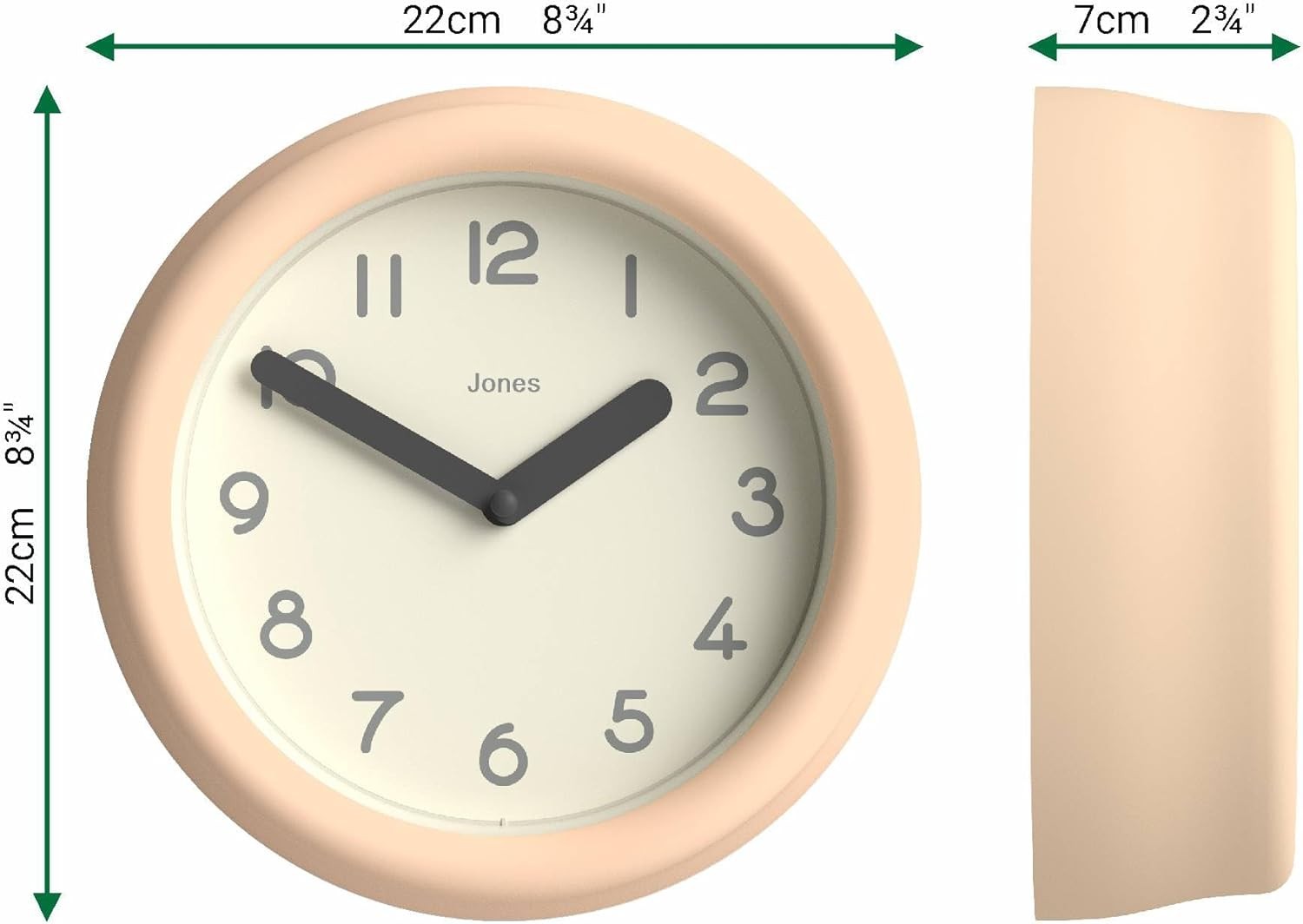 Small Beige Wall Clock 22cm Modern Silent Quartz Round Minimalist Home Decor