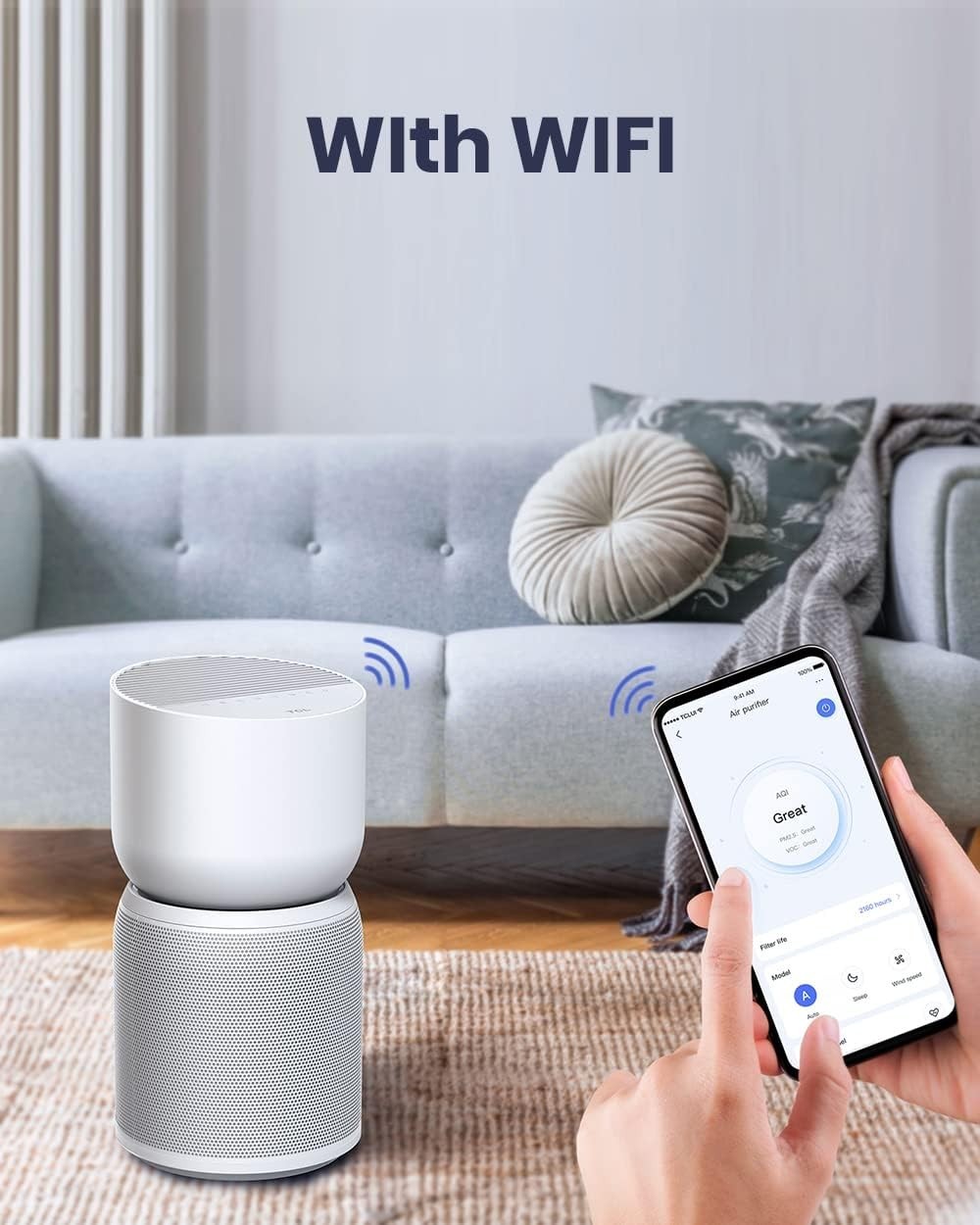 Smart Air Purifier True HEPA H13 App Voice Control 5 Stage Clean