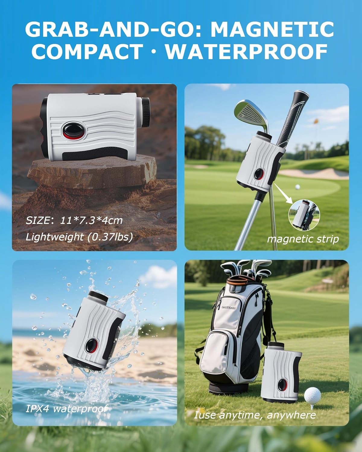 Golf Laser Rangefinder 1200 Yards Slope Flag Lock Vibration 7X Rechargeable