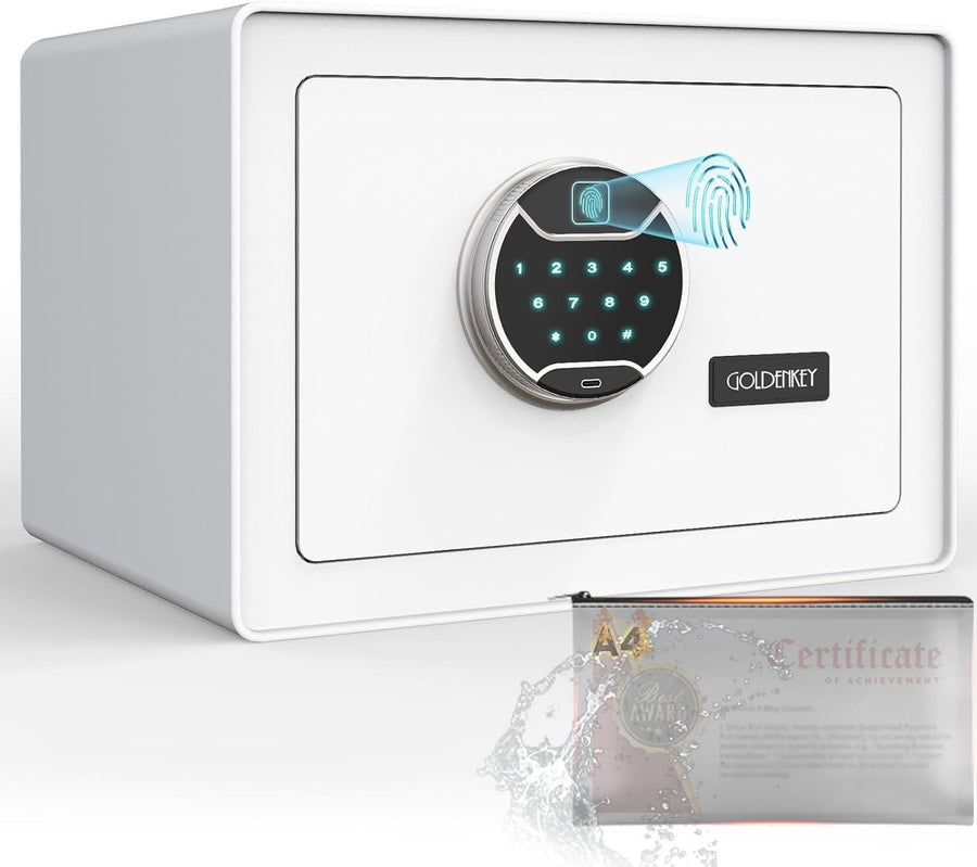 1.2 Cu Ft Fingerprint Safe Box Biometric Fireproof Document Safe White