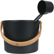 7L Aluminum Sauna Bucket & Ladle Set – Cedar Handles, Portable Black Sauna