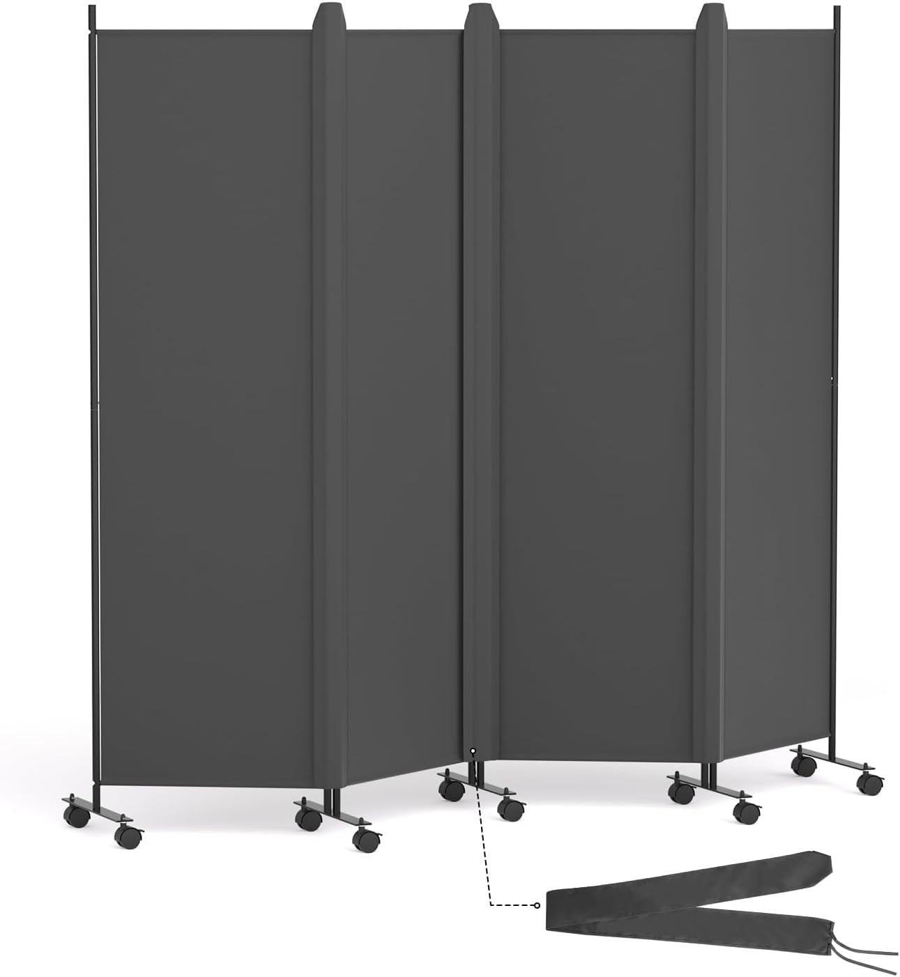 4 Panel Room Divider Folding Privacy Screen with Lockable Wheels – Portable Wall