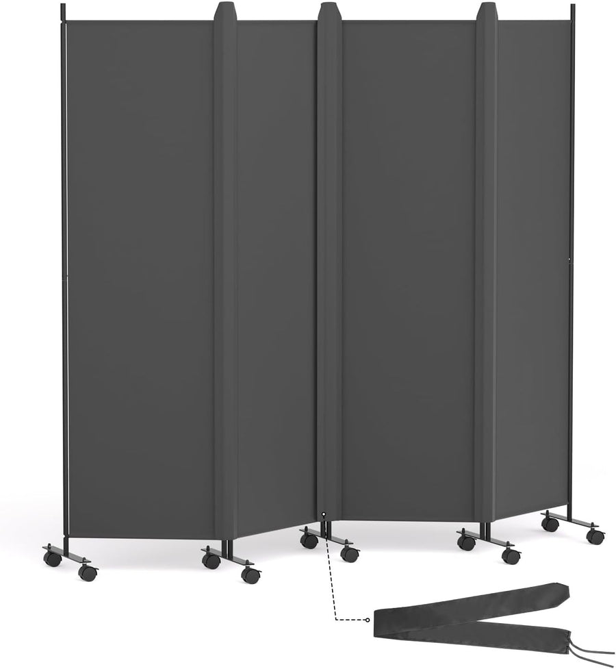 4 Panel Room Divider Folding Privacy Screen with Lockable Wheels – Portable Wall