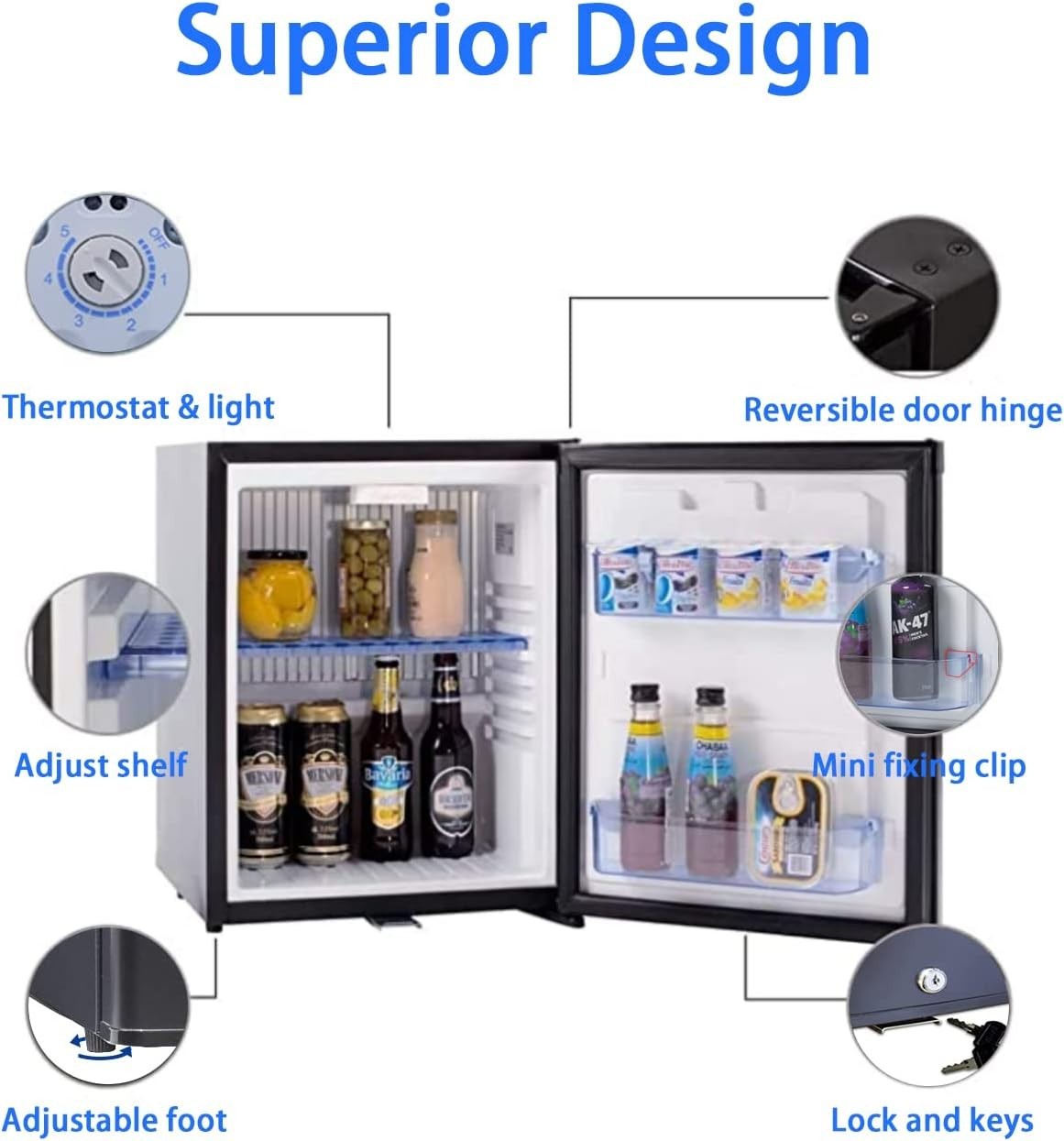 30L Camping Fridge 12V/240V Portable RV Van Caravan Silent Black