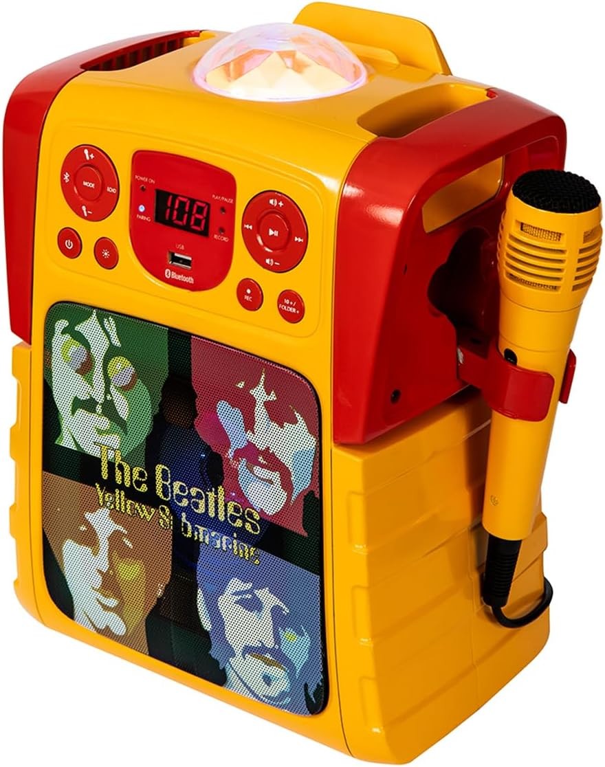 Yellow Submarine Karaoke Machine 2 Mics Bluetooth LED USB