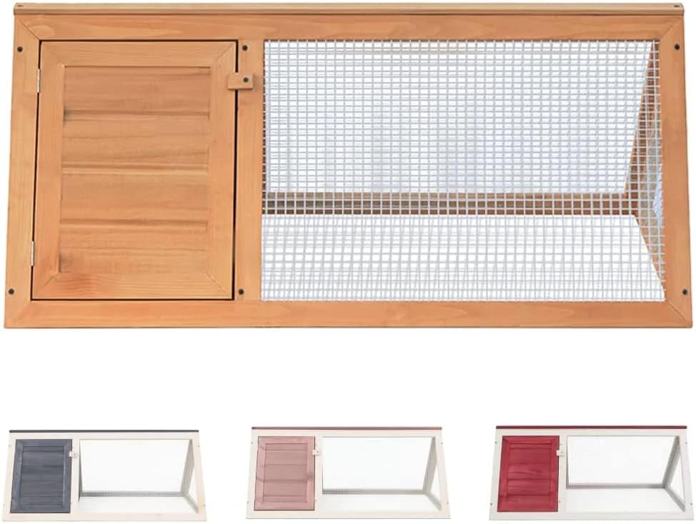 Outdoor Rabbit Hutch Triangle Wooden Small Animal Run Weather Resistant
