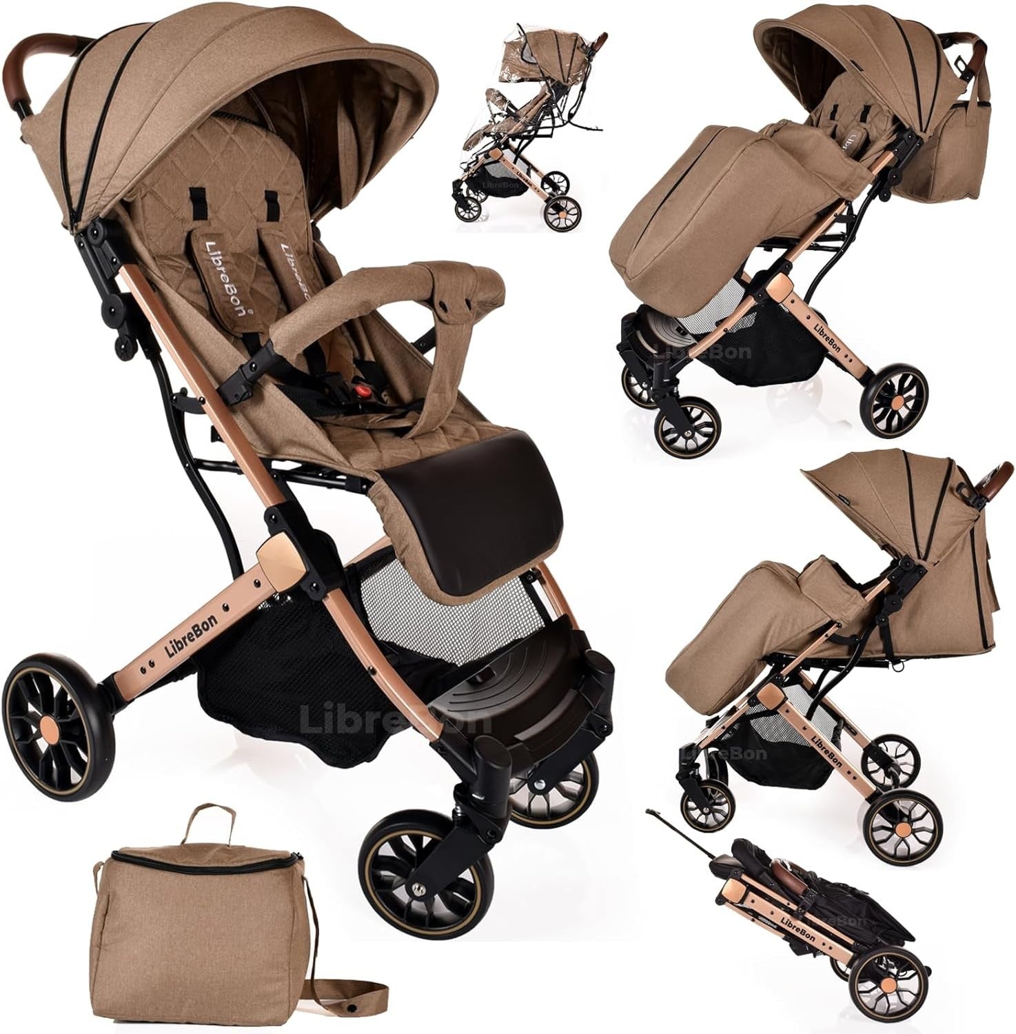 Compact Travel Baby Stroller One Hand Fold Lightweight Buggy Rain Cover
