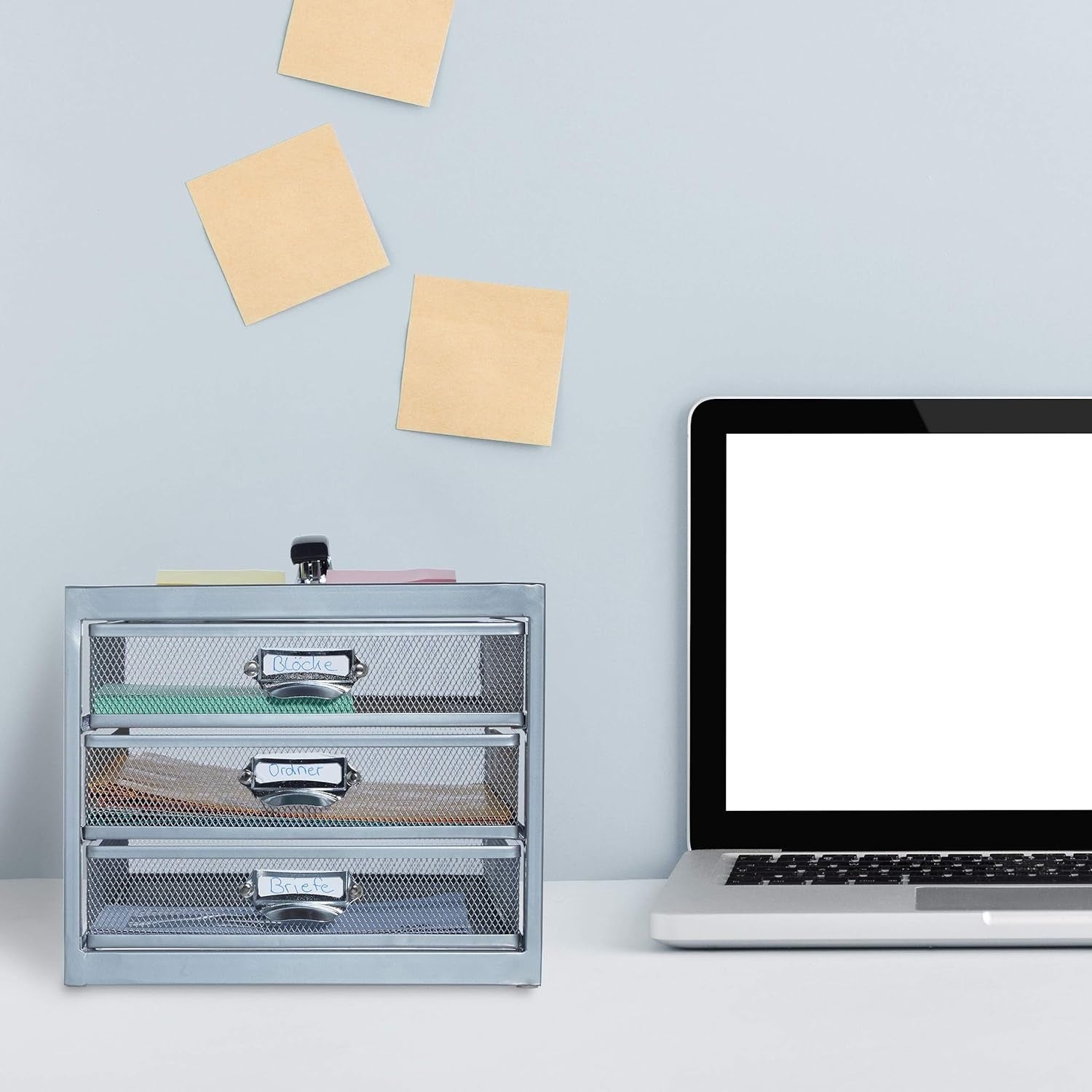 Desk Organiser with 3 Drawers, A4 File Storage & Paper Sorter, Black Office Stor