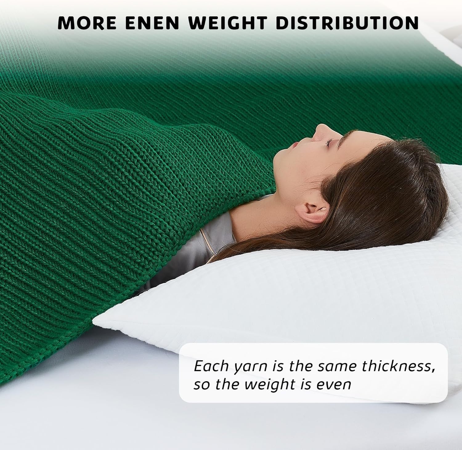 Knitted Weighted Blanket 20lbs Green Chunky Knit Heavy Throw 60"x80" No Beads