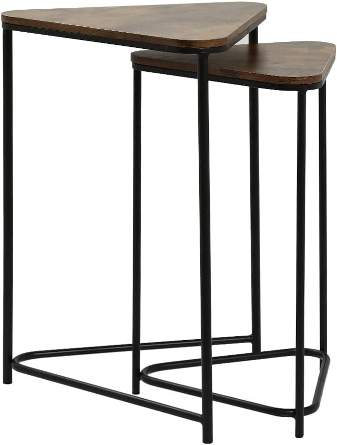 Space Saving Nesting Side End Coffee Table Wood Metal Frame Luxury Design