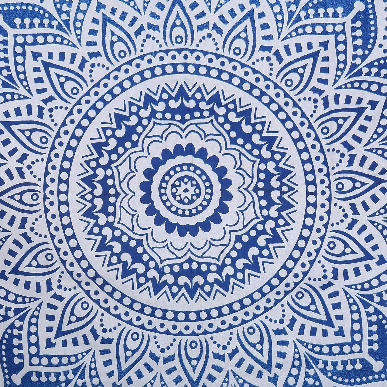Blue Ombre Mandala Cotton Tapestry 213x230cm Boho Wall Decor