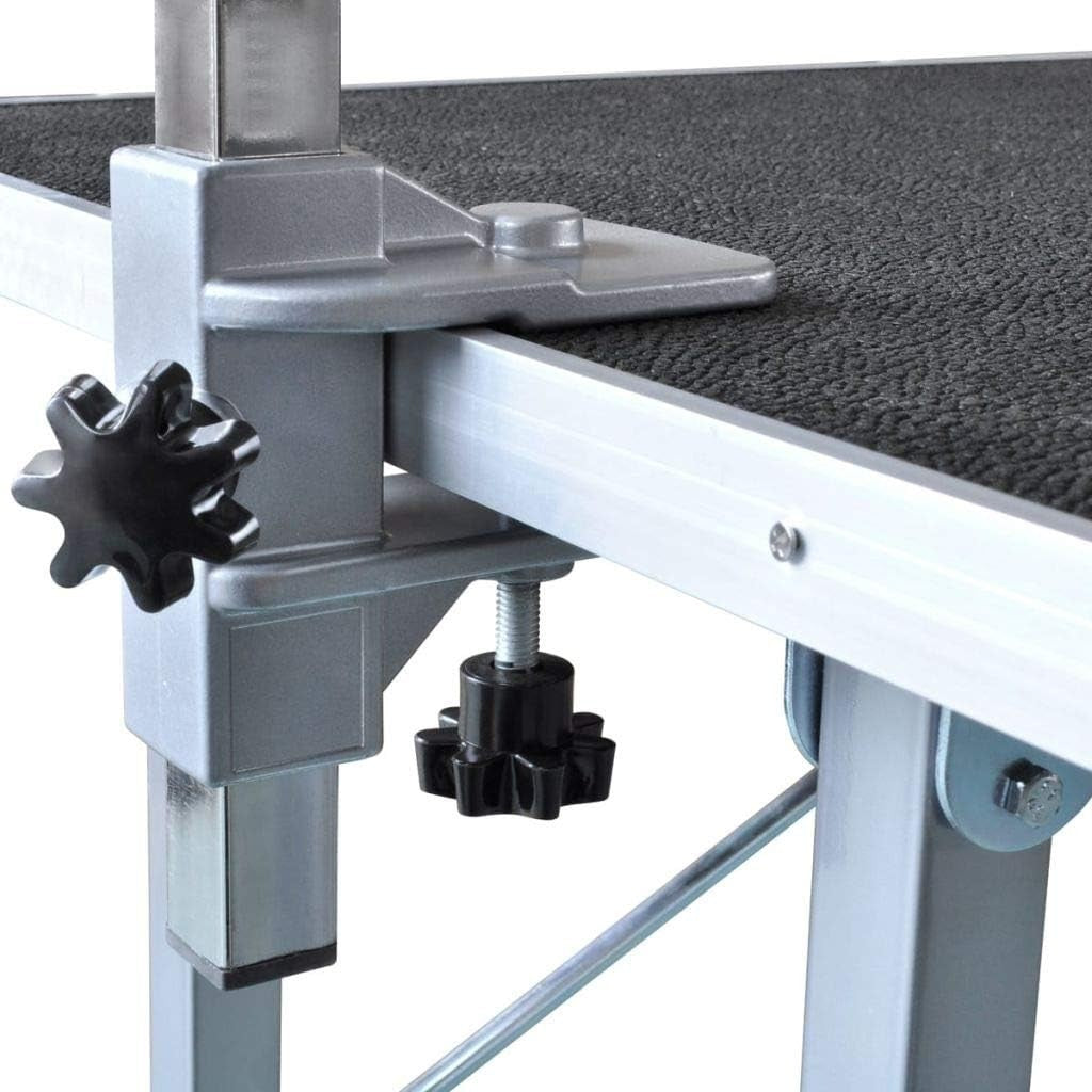 Dog Grooming Table Adjustable Height Non Slip Top 2 Loops Foldable Home Use