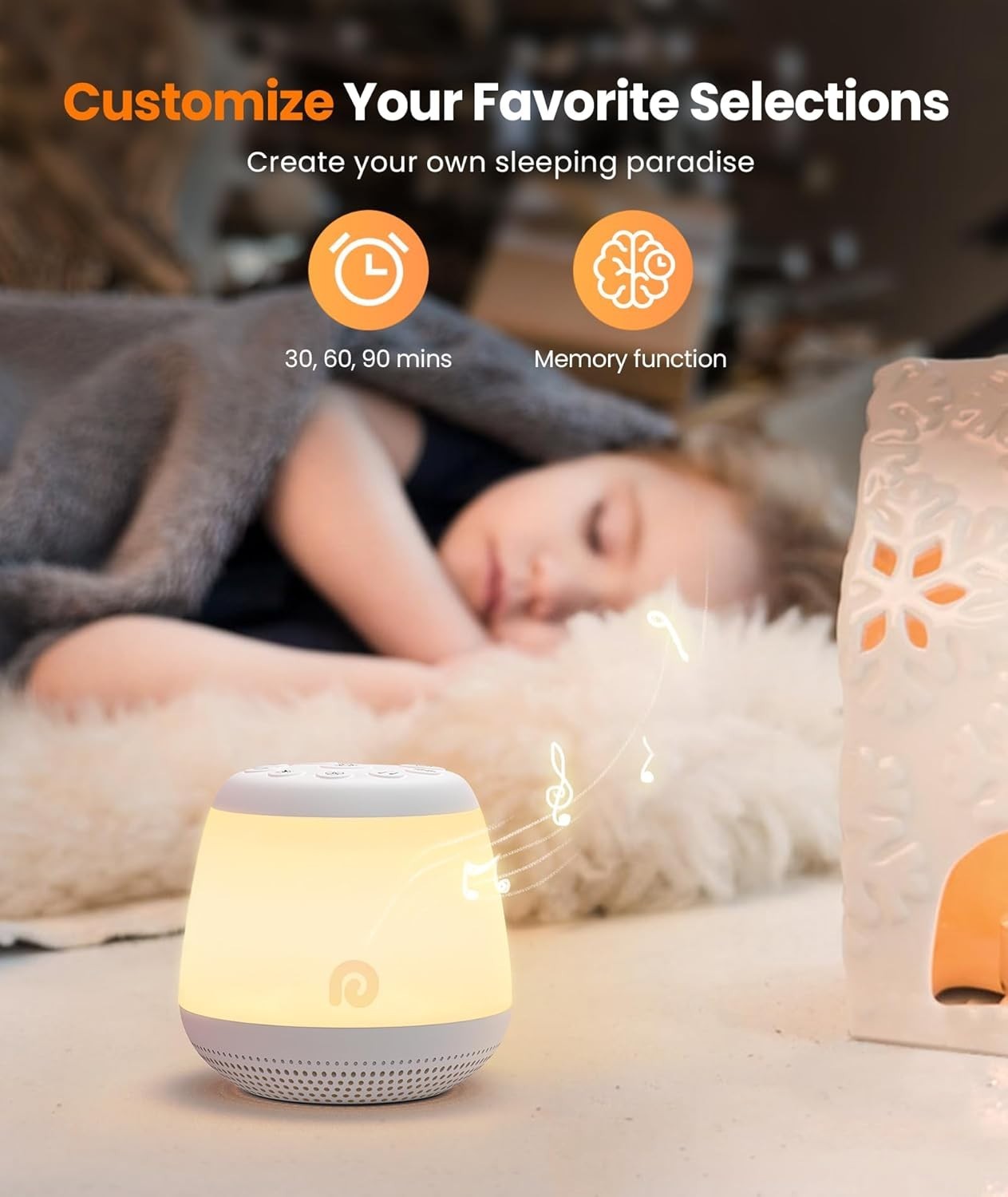 White Noise Machine with Night Light – 24 Soothing Sounds for Baby & Travel