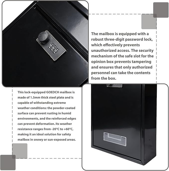 Secure Wall Mount Mailbox with Code Lock – Weatherproof Steel, Anti-Theft Slot