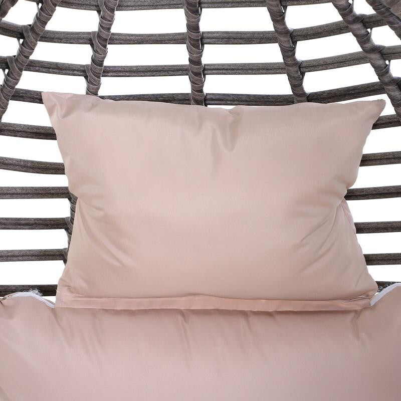 Rattan Egg Chair Outdoor Indoor Wicker Lounge Seat with Cushion Teardrop