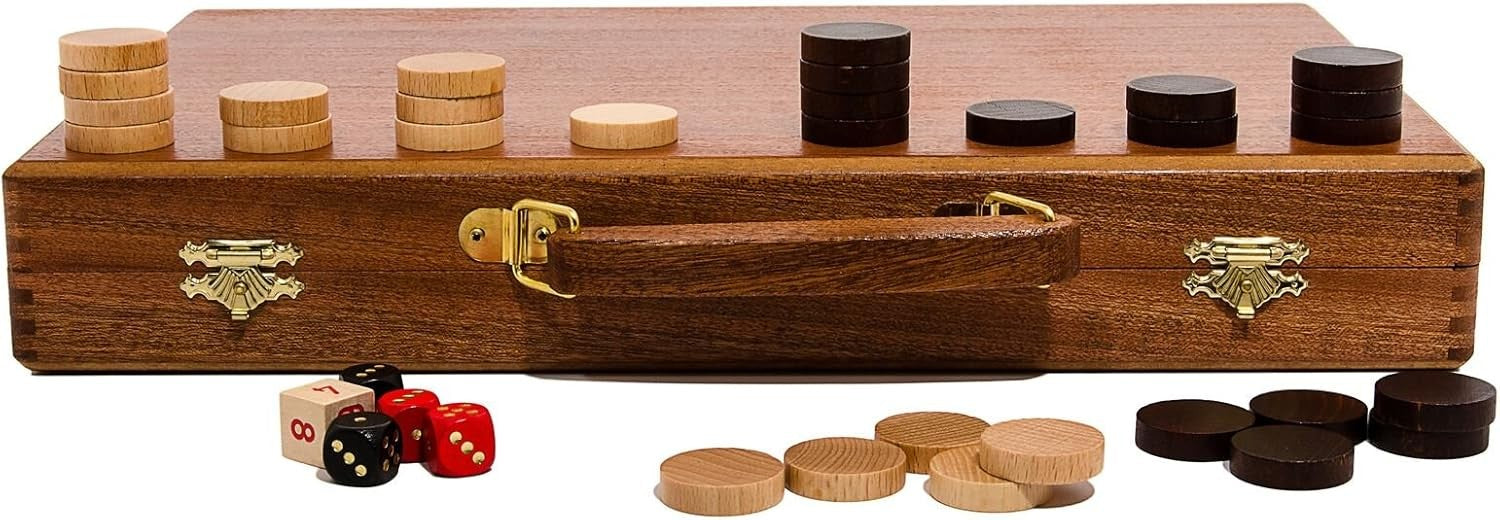 Classic Wooden Backgammon Set 38x50cm Folding Travel Board Game Adults