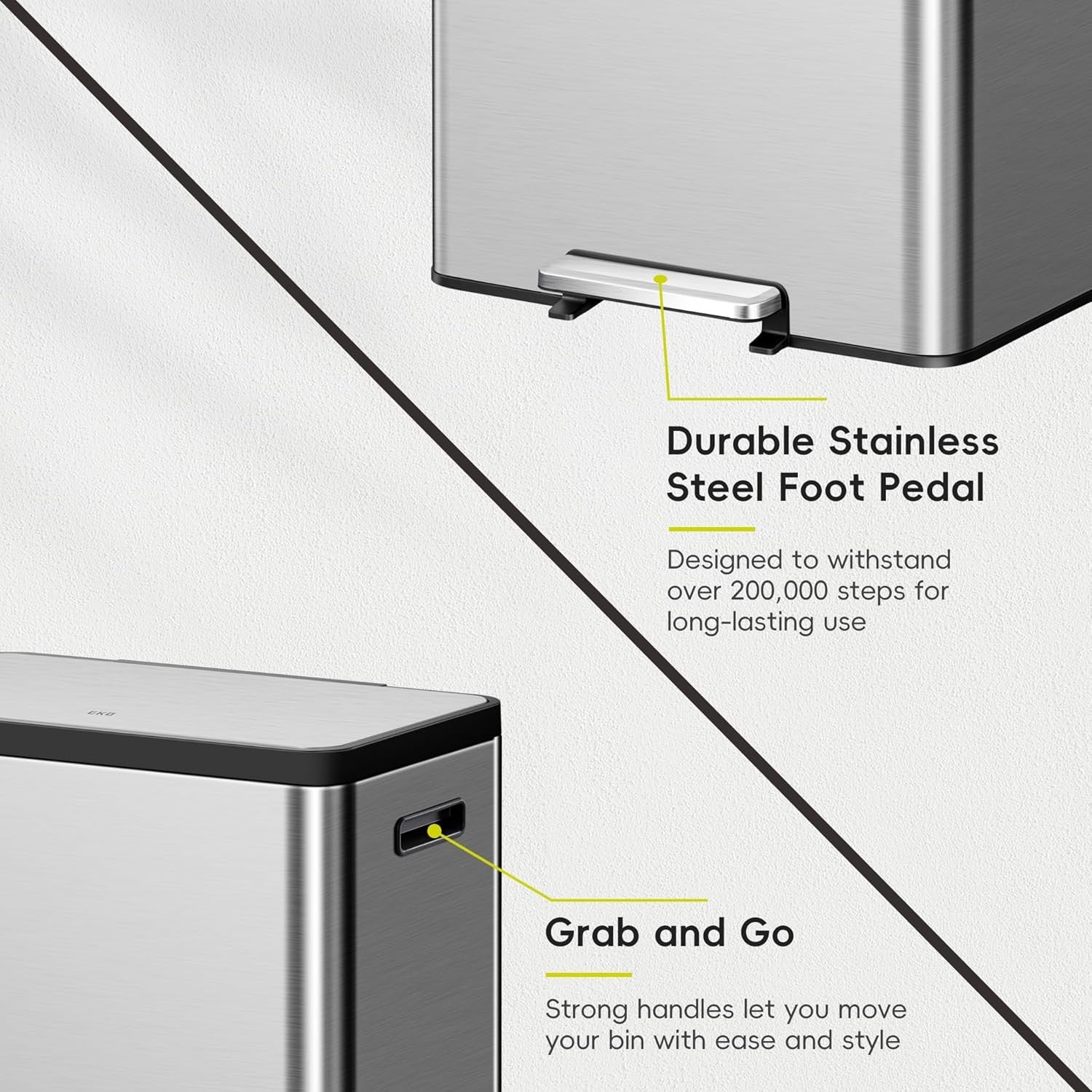 60L Dual Recycling Kitchen Bin 36L+24L Stainless Steel Soft Close