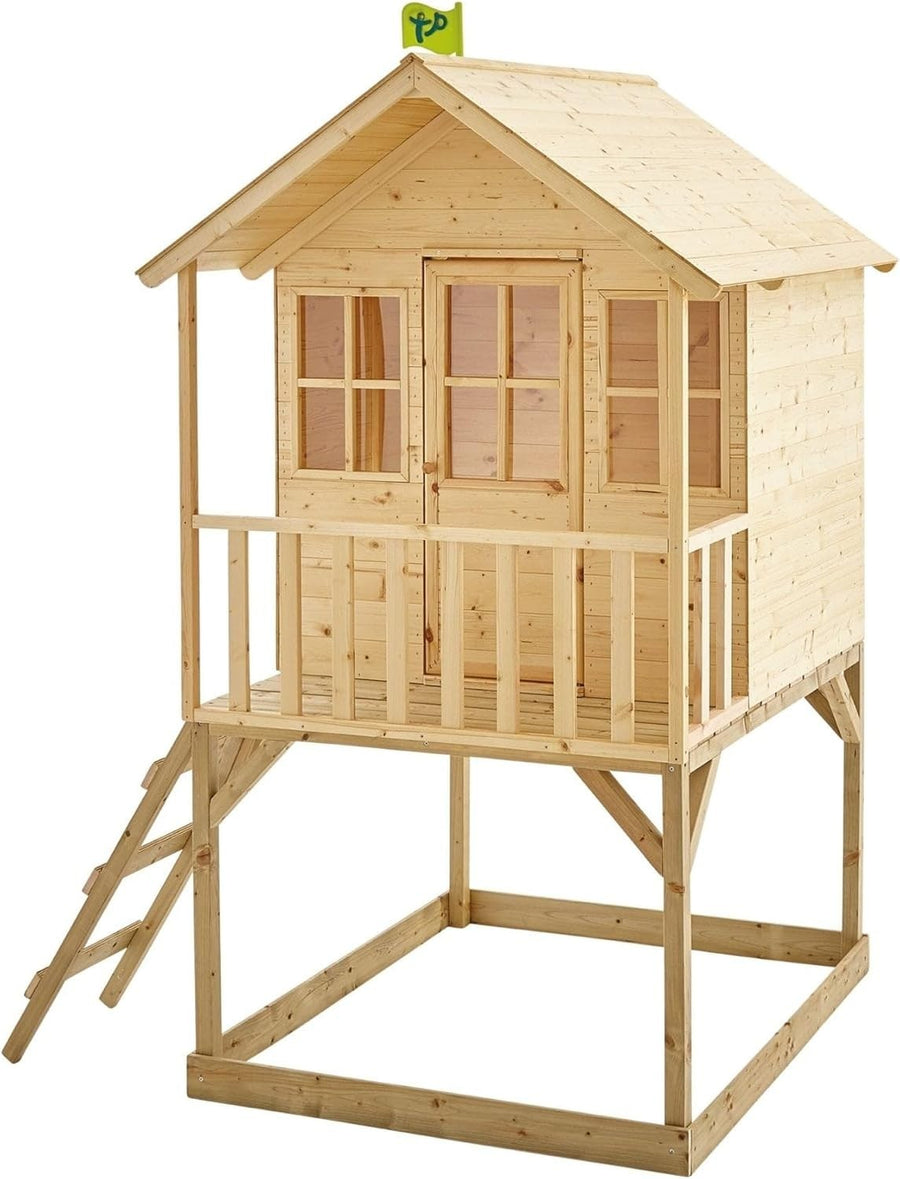 Large Wooden Kids Playhouse Tower Outdoor w Veranda Sandpit Ladder