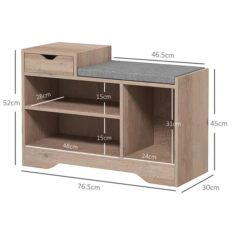 Shoe Storage Bench with Drawer & Cushion – Entryway Seat & Rack Unit
