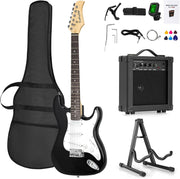 Full Size Electric Guitar Starter Kit Amp Stand Bag Tuner Black