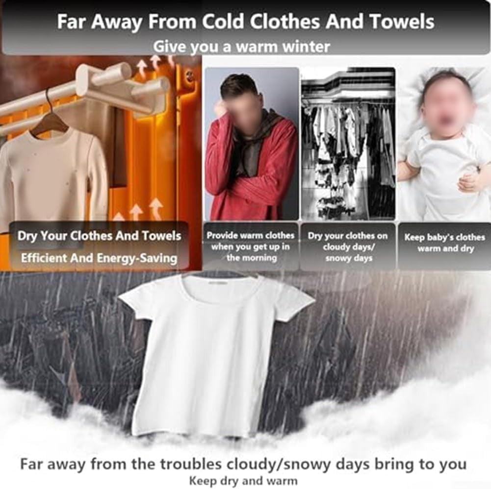 Double Bar Radiator Towel Rail Clothes Dryer – Adjustable, Space-Saving 62cm