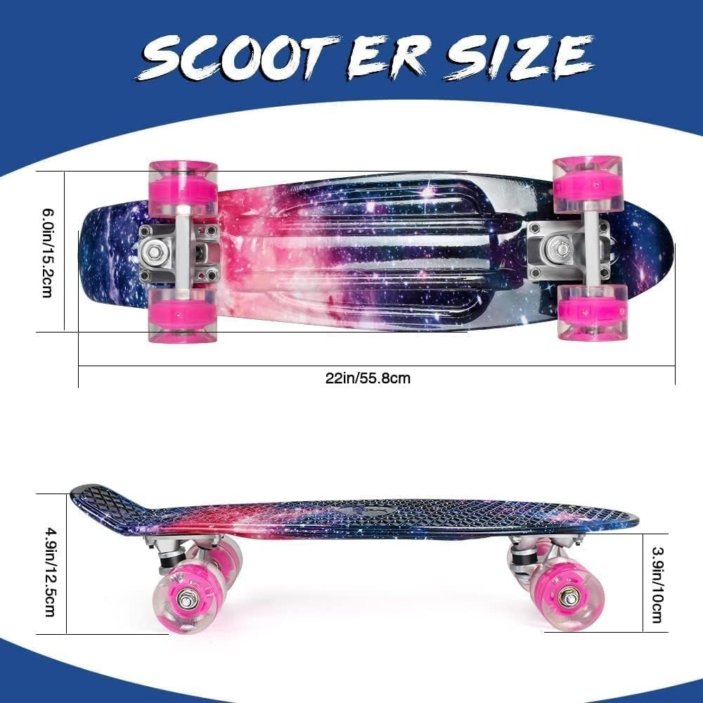 22in Mini Cruiser Skateboard LED Wheels Kids Teens Adult Complete Purple