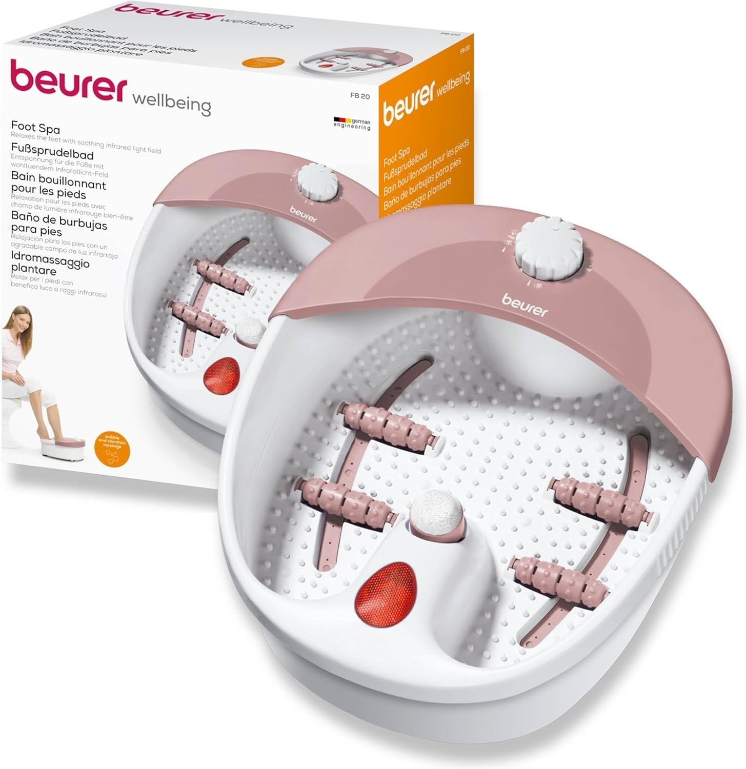 Beurer FB20 Foot Spa Massager Heat Bubbles Infrared Reflexology Pedicure