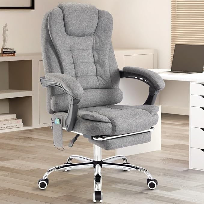 Blisswood Ergonomic Office Chair Recliner w/ Footrest Dark Grey